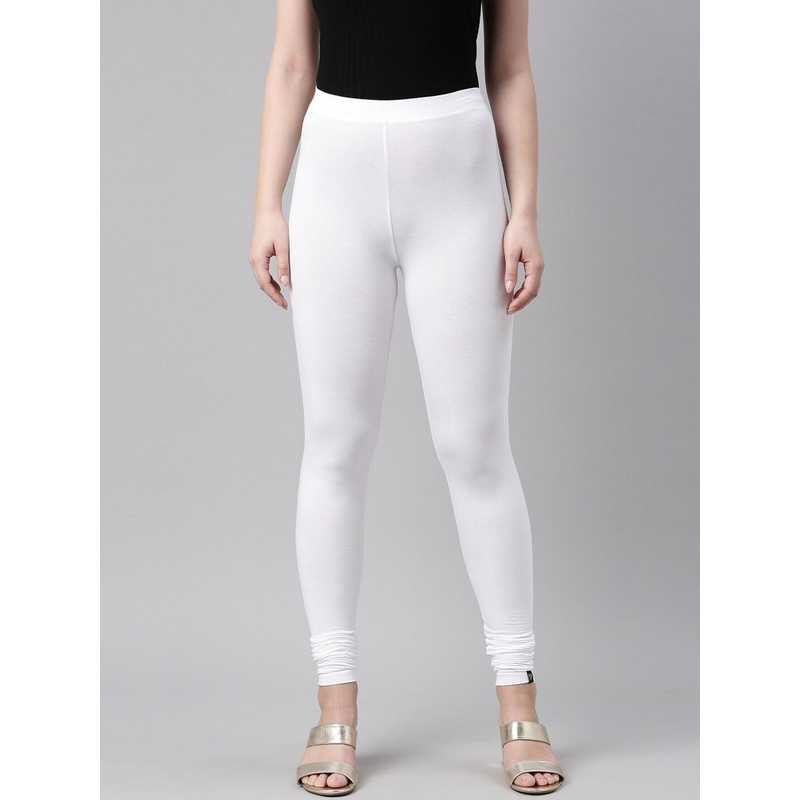 TWIN BIRDS Women White Solid Churidar-Length Leggings