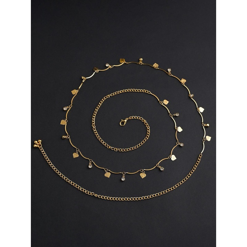 VAMA Gold-Plated Artificial Stones Studded Waist Chain Saree Accessories