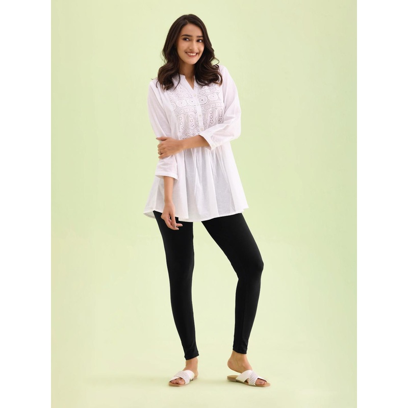 Go Colors Women Black Solid Ankle Length Leggings