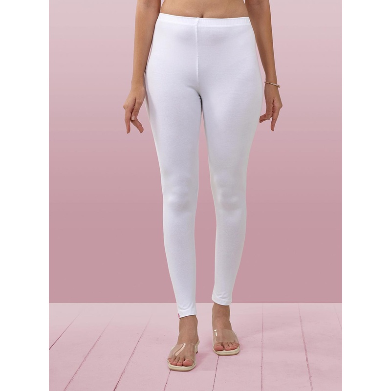 LYRA Women White Solid Ankle Length Leggings