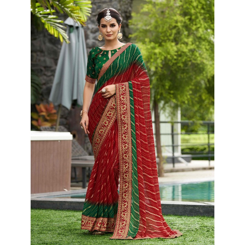 Mitera Ethnic Motifs PrintedZari Pure Georgette Saree