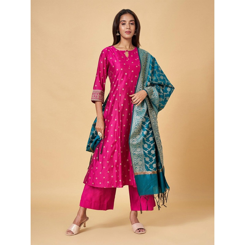 RANGMANCH BY PANTALOONS Floral Woven Design Dupatta With Zari