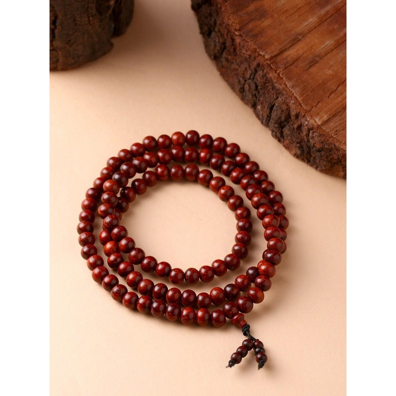 RDK Unisex Red Handcrafted 108+1Beads 6 MM Red Sandalwood Mala Chain
