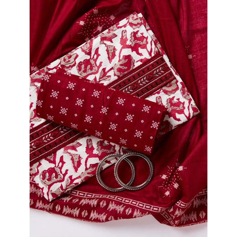 SALWAR STUDIO Ethnic Motifs Printed Pure Cotton Unstitched Dress Material