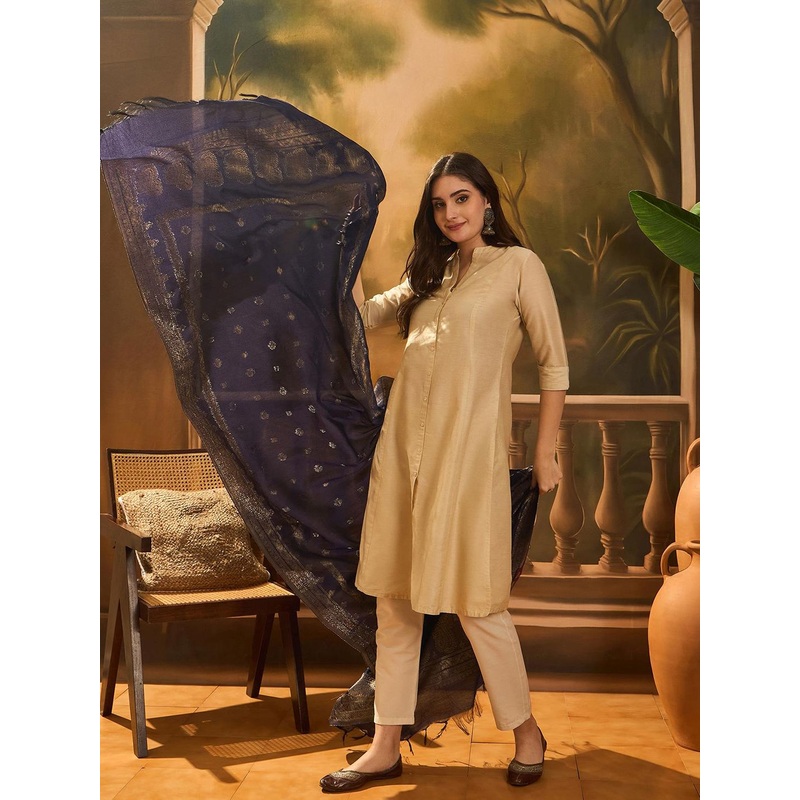 Sangria Ethnic Motifs Woven Design Pure Cotton Jacquard Dupatta