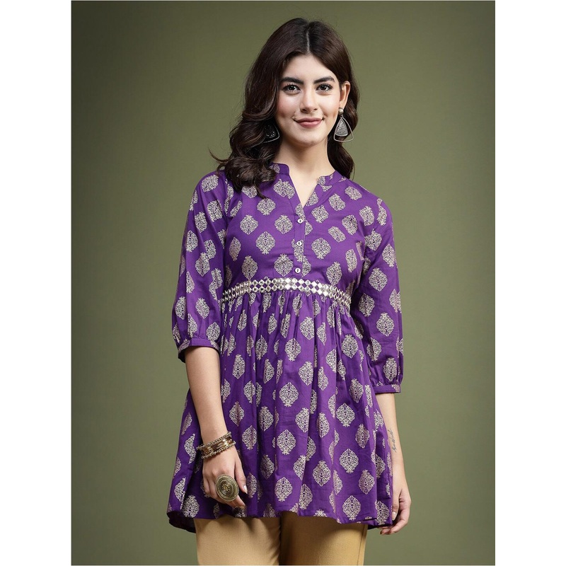 Sangria Printed Pure Cotton A-Line Short Kurti