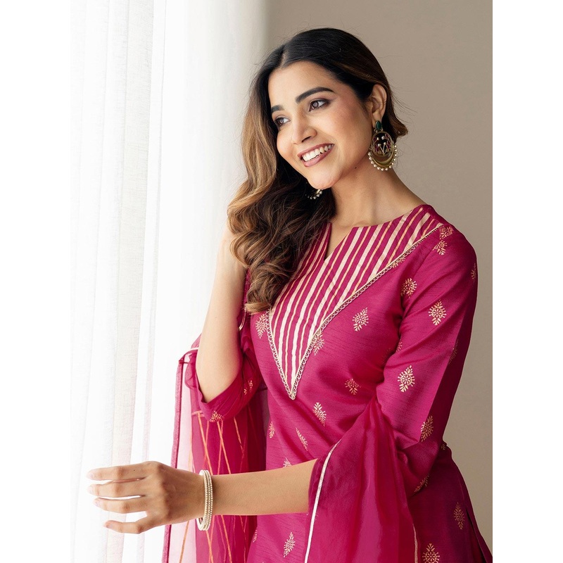 SKYLEE Women Ethnic Motifs Printed Regular Kurta with Patiala & Dupatta