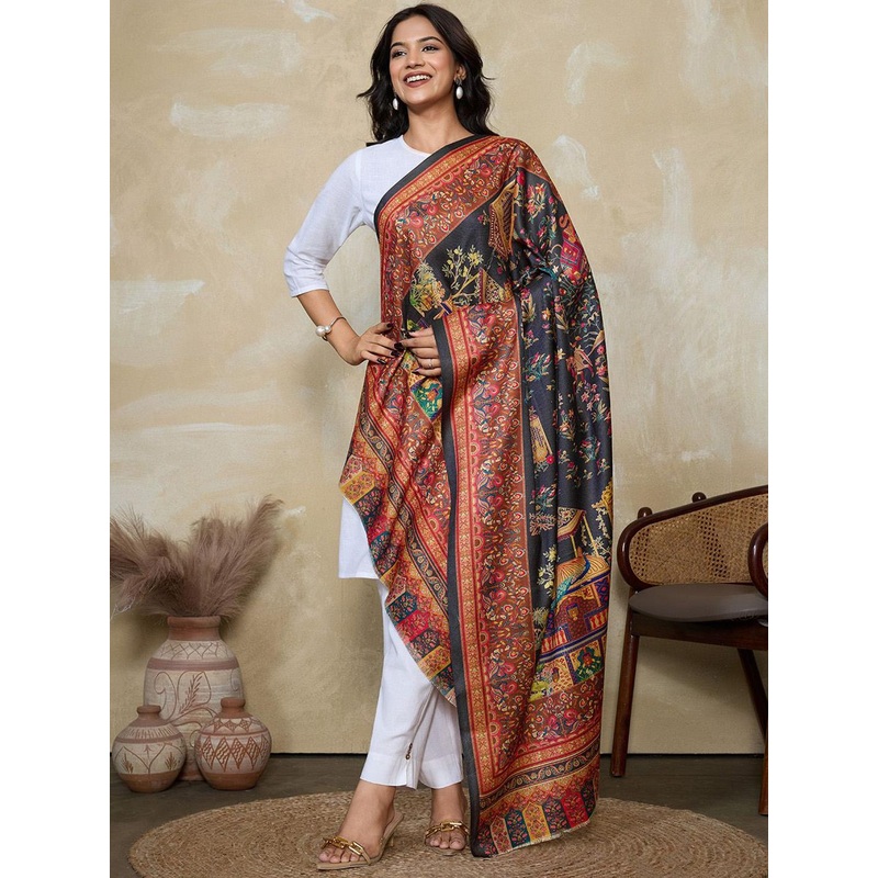 WEAVERS VILLA Women Digital Graphic Printed Winter Shawl