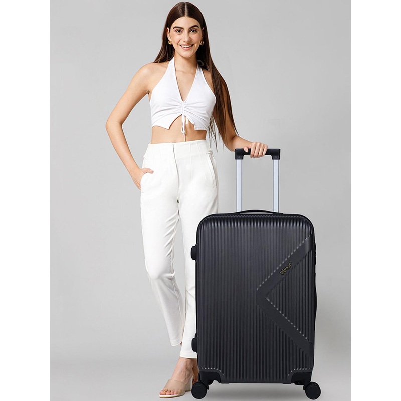 ACEPACK Brampton Unisex Textured 360-Degree Rotation Hard-Sided Medium Trolley Bag