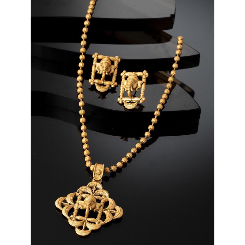 Anouk Gold-Plated Square Pendants with Chains