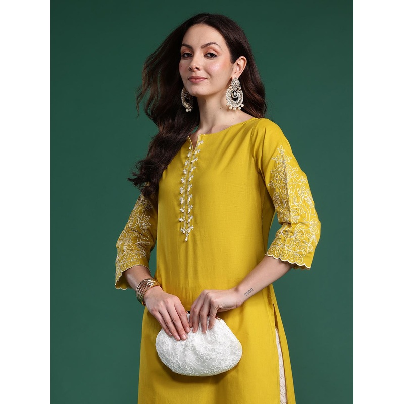 Indo Era  Floral Embroidered Kurta