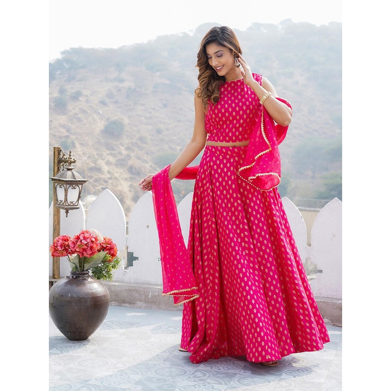 KALINI Foil Printed Ready to Wear Lehenga Choli With Dupatta