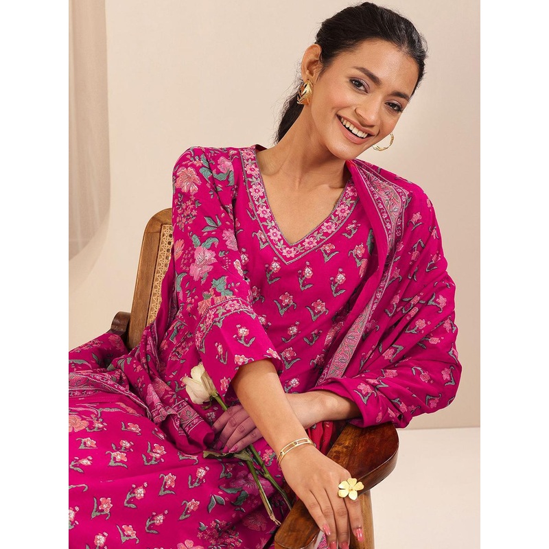 Libas Women Floral Printed Panelled Kurta with Salwar & Dupatta