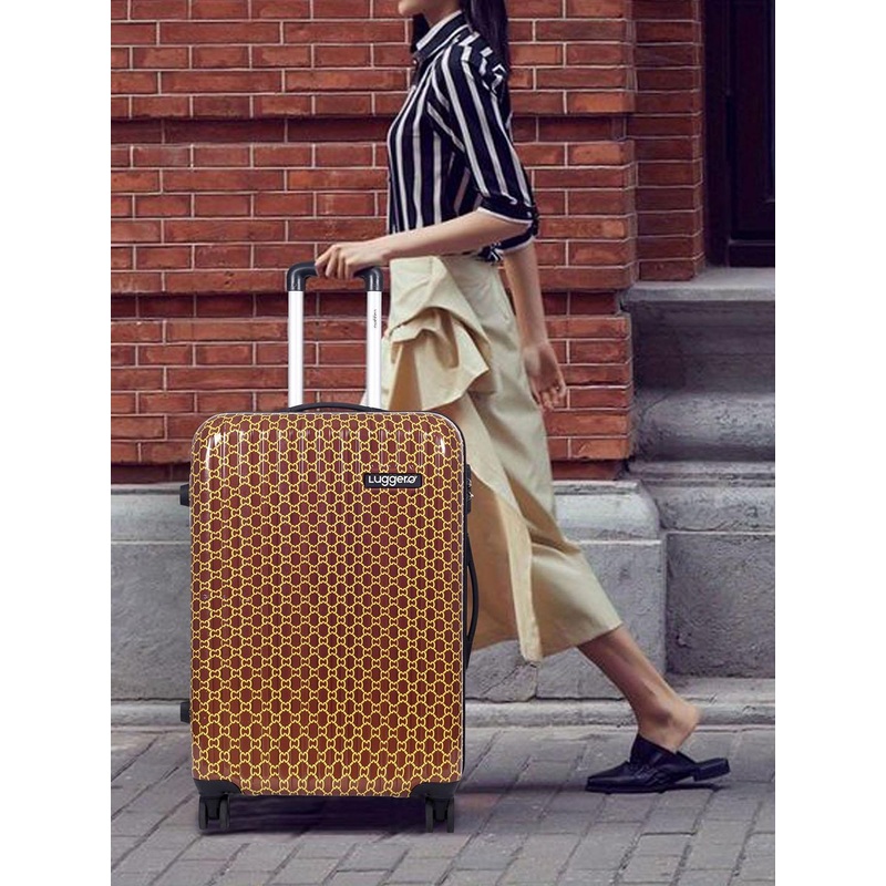 Luggero 360-Degree Rotation Printed Hard-Sided Medium Trolley Bag