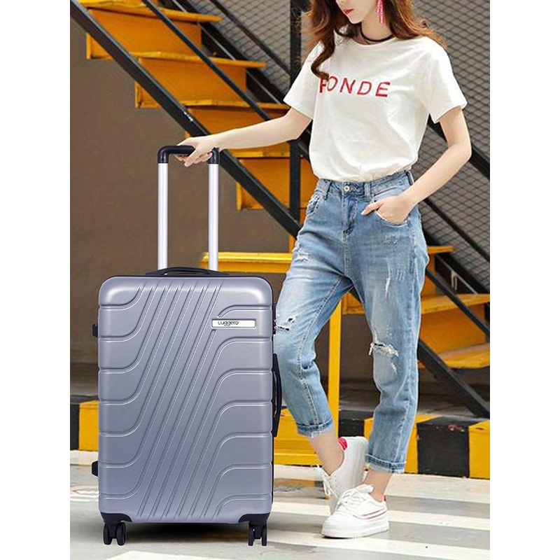 Luggero Eternal Unisex Textured Hard Sided 360-Degree Rotation Medium Trolley Bag