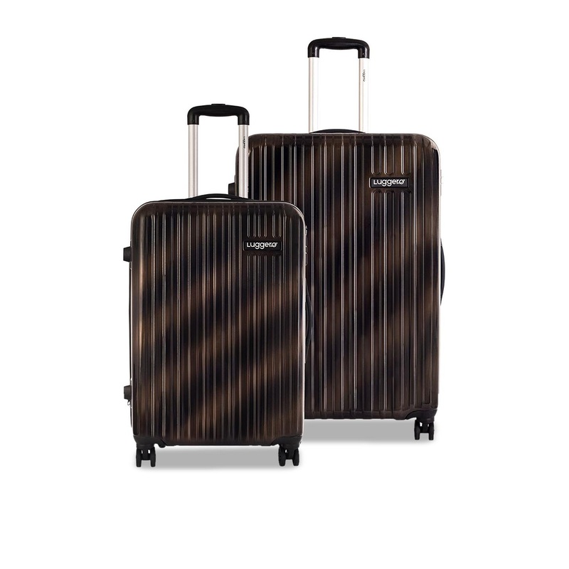 Luggero Set Of 2 360-Degree Rotation Textured Hard-Sided Trolley Bags
