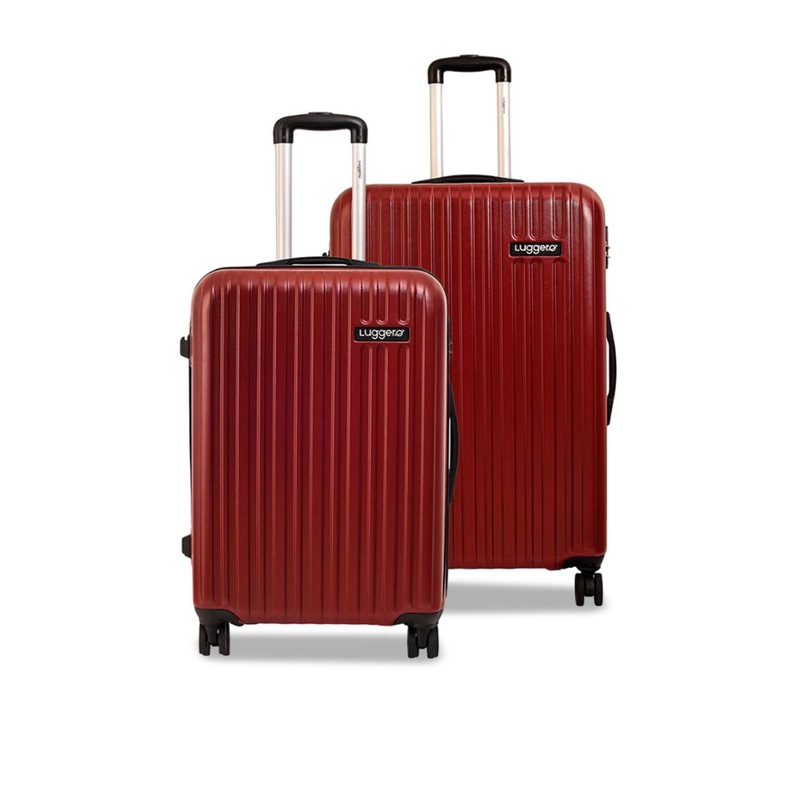 Luggero  Set Of 2 Textured Hard-Sided Large & Cabin Trolley Bags