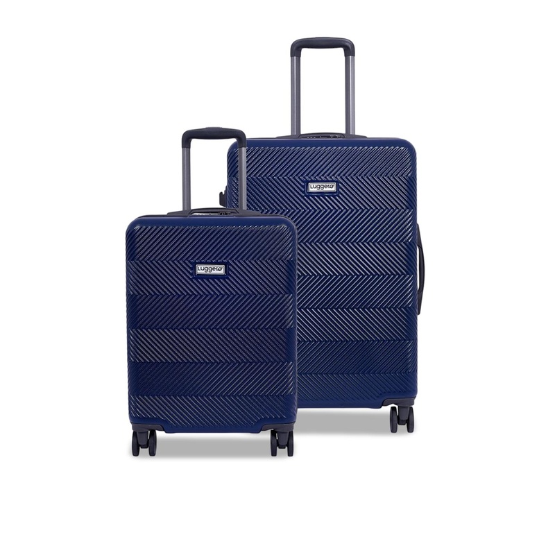 Luggero Unisex Set Of 2 Textured Hard Sided 360-Degree Rotation Large Trolley Bags