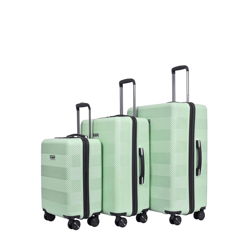 Luggero Unisex Set Of 3 Textured Hard Sided 360-Degree Rotation Trolley Bags
