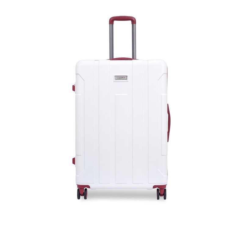 Luggero Unisex Textured Hard Sided 360-Degree Rotation Large Trolley Bag