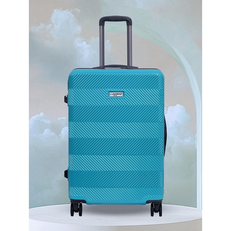 Luggero Unisex Textured Hard Sided 360-Degree Rotation Medium Trolley Bag