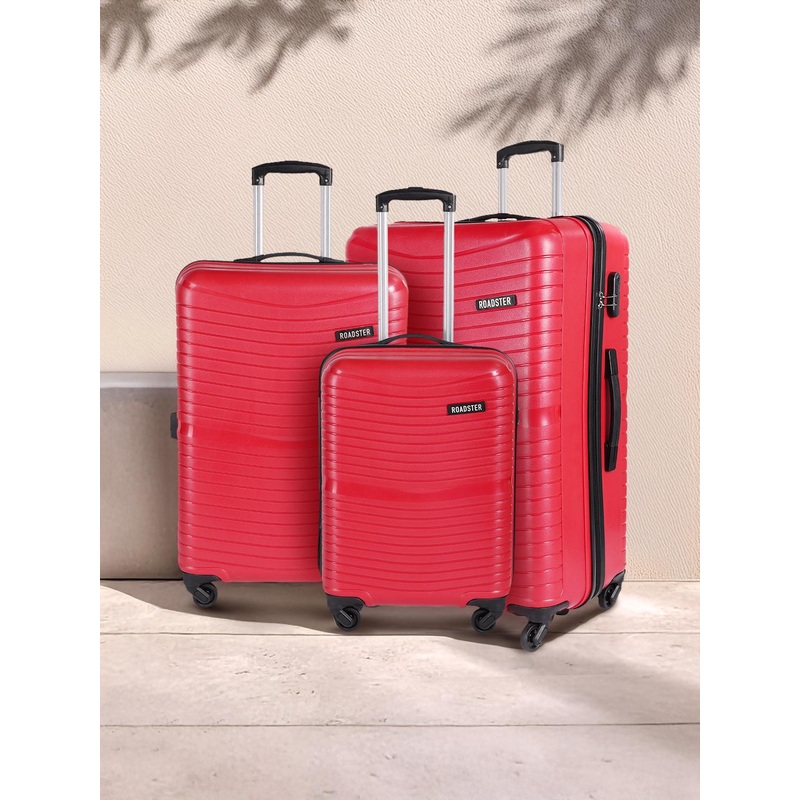Roadster Set of 3 Textured Scratch Resistant Trolley Suitcases – Cabin, Medium & Large