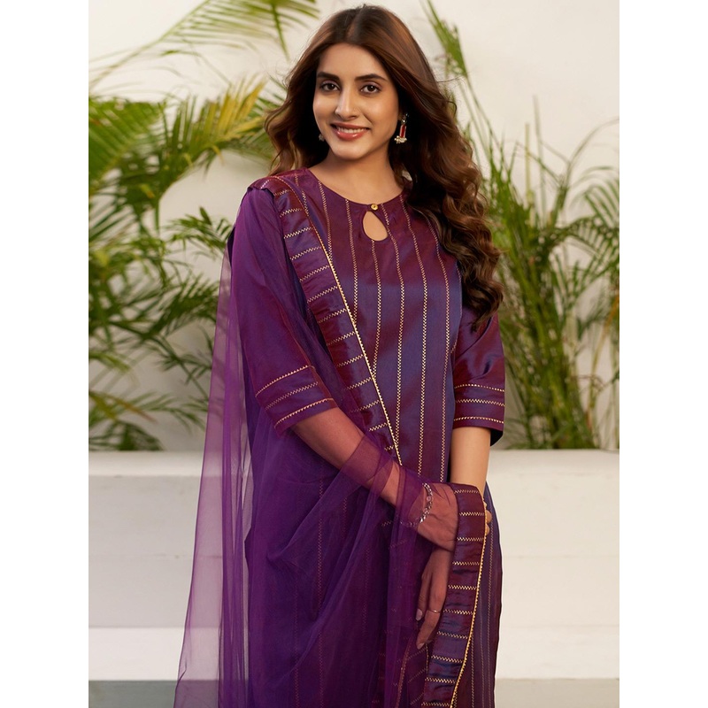 SKYLEE Women Striped Kurta with Palazzo & Dupatta