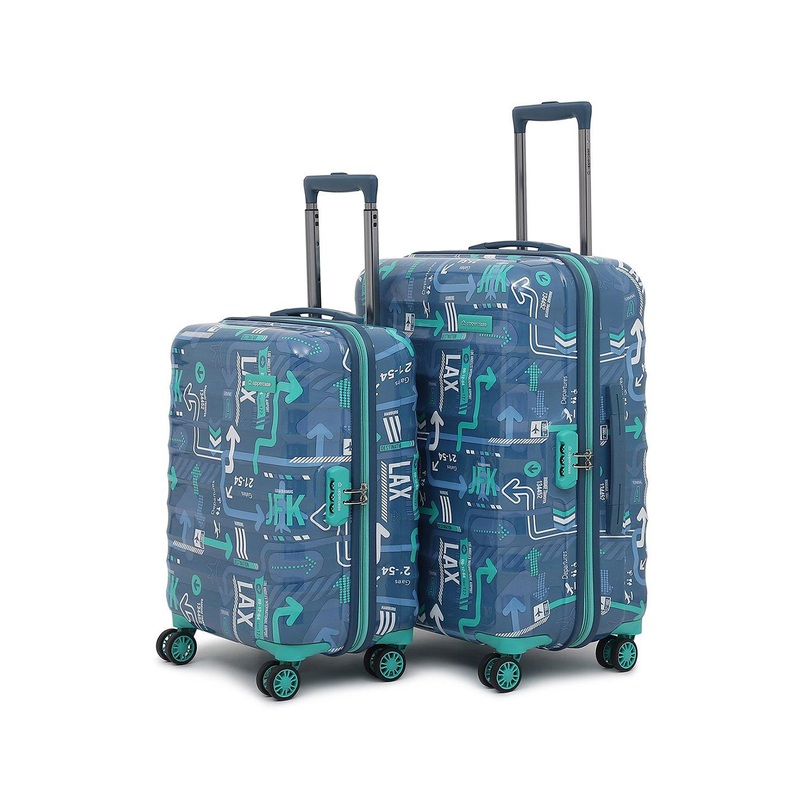 uppercase Pack Of 2 Printed Hard-Sided 360-Degree Rotation Trolley Bags