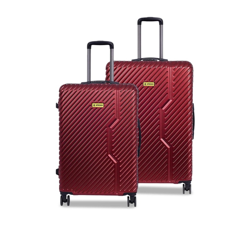 WROGN Adults Set Of 2 Striped Hard-Sided Trolley Bags