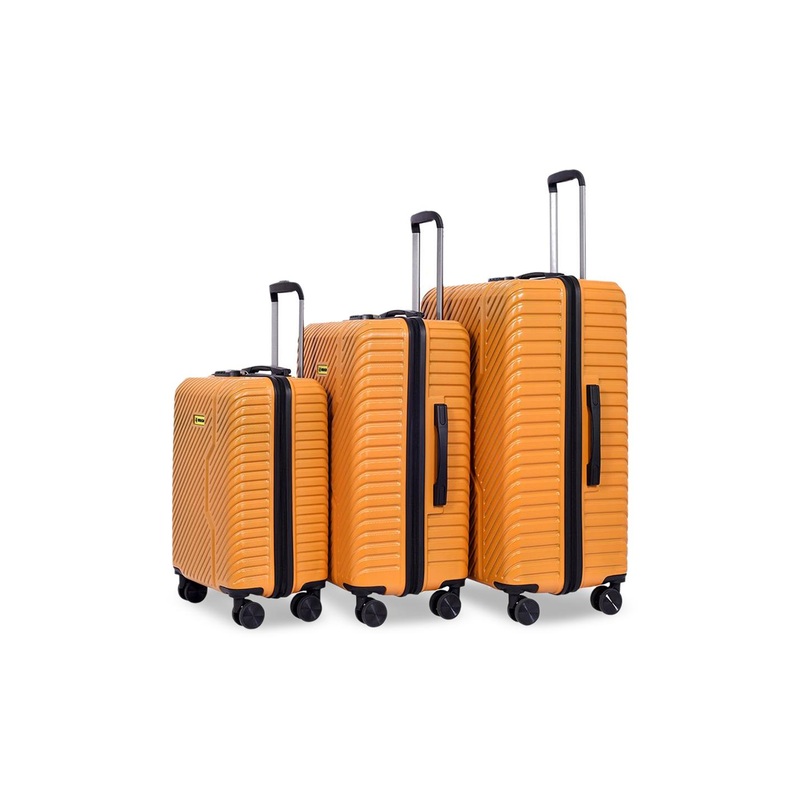 WROGN Set Of 3 Striped Hard-Sided Trolley Bags