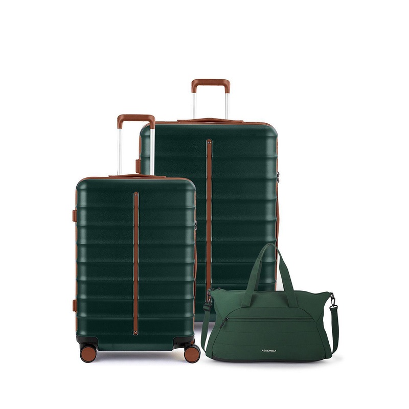 Assembly Odyssey Green Set of 2 Trolley Luggage 24 & 28 Inches with Travel Duffle Bag