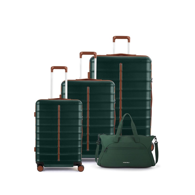 Assembly Odyssey Green Set of 3 Trolley Bags 20 , 24 & 28 Inches with Duffle Bag