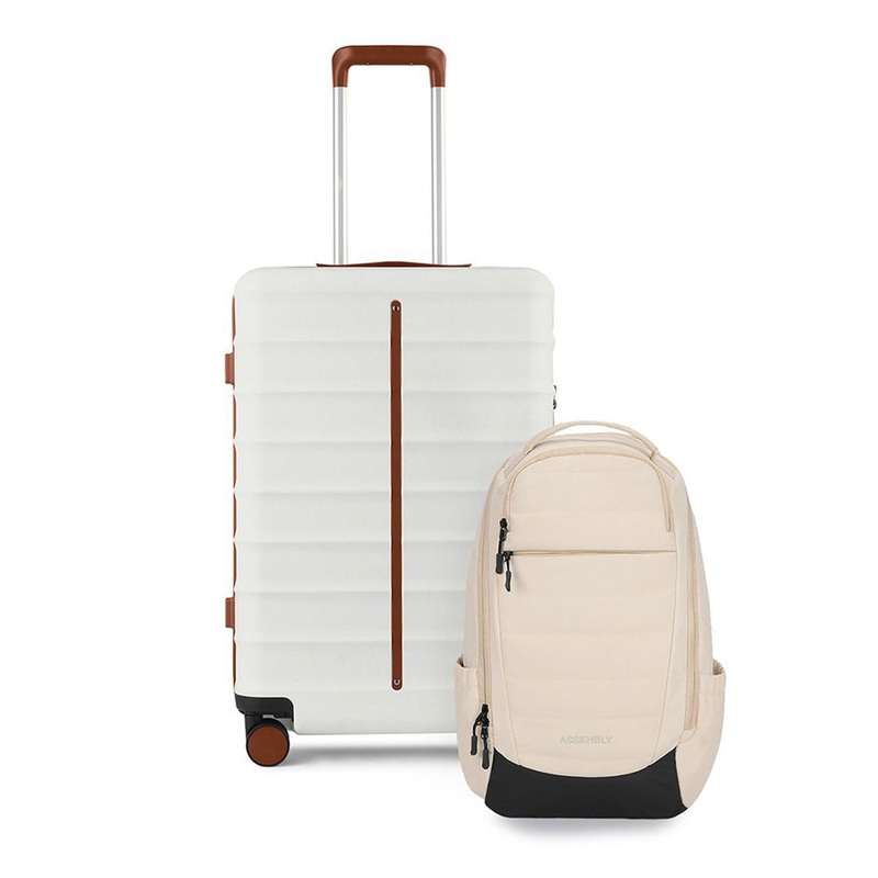 Assembly Odyssey White Premium Lightweight Cabin Trolley Bag with Laptop Backpack