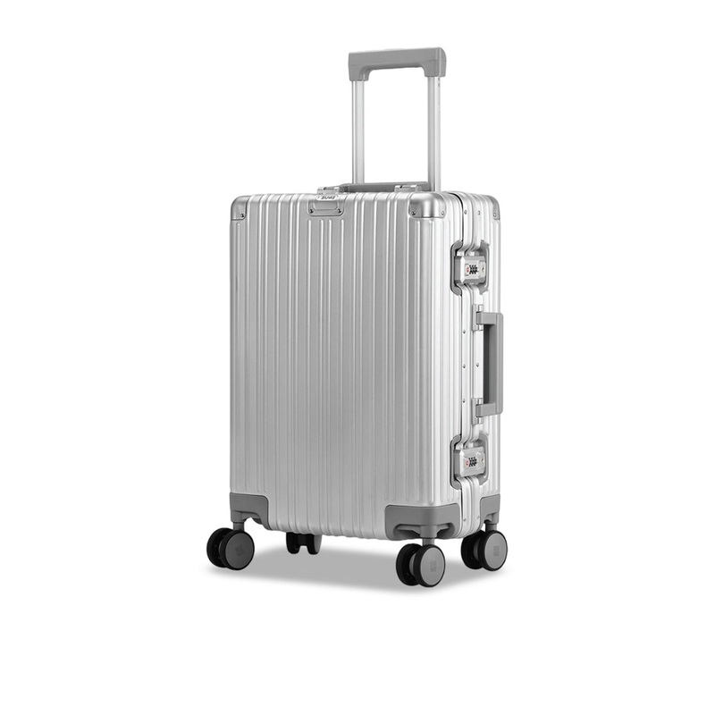 EUME Hard Sided Aluminium Cabin Luggage Trolley Bag