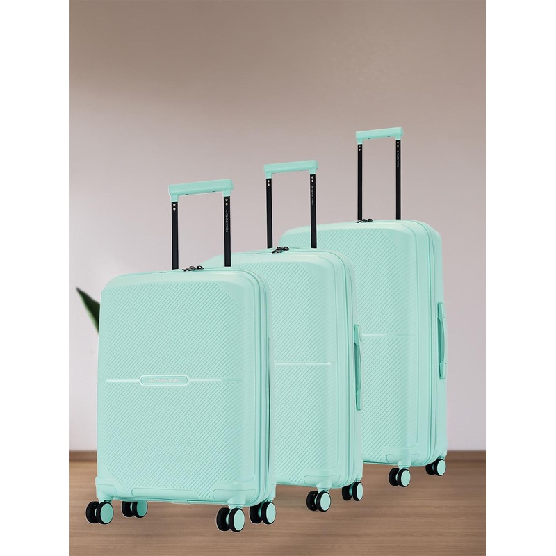 Nasher Miles Hawaii Polypropylene Set of 3 S\u002FM\u002FL Pastel Green Trolley Bags (55-65-75 cm)