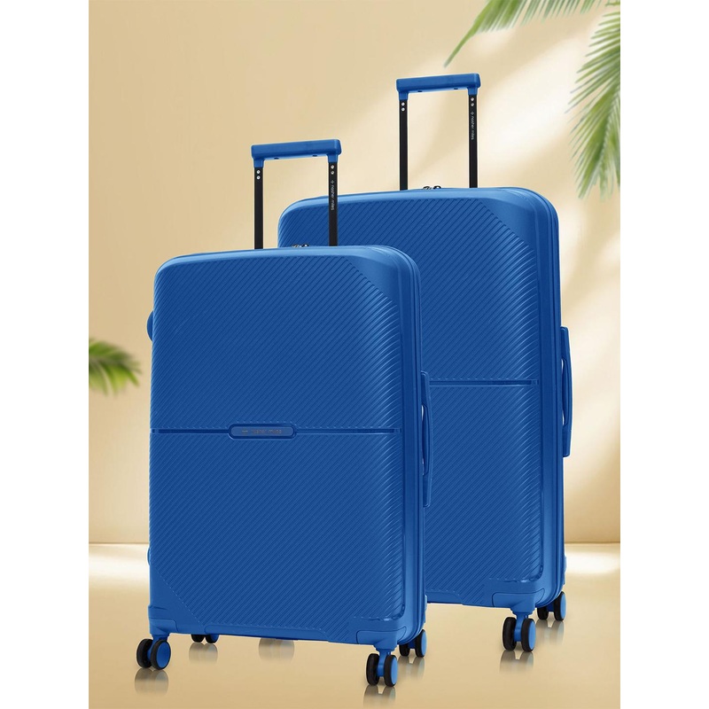 Nasher Miles Hawaii Polypropylene TSA Lock Set of 2 M\u002FL Blue Trolley Bags (65-75 cm)