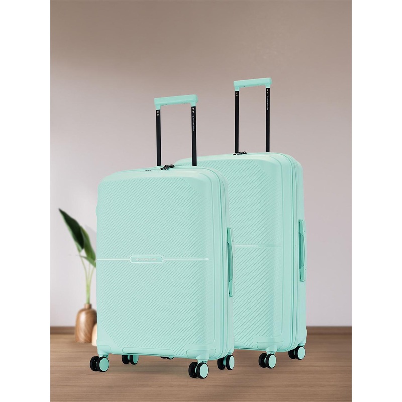 Nasher Miles Hawaii Polypropylene TSA Lock Set of 2 M\u002FL Pastel Green Trolley Bags 65-75 cm