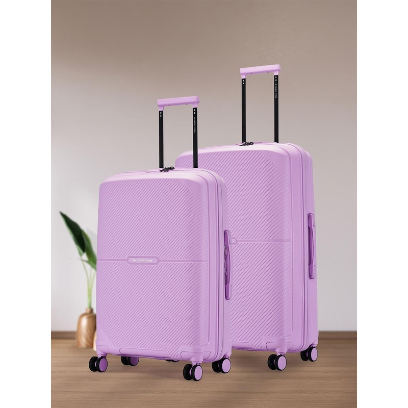 Nasher Miles Hawaii Polypropylene TSA Lock Set of 2 M\u002FL Purple Trolley Bags (65-75 cm)