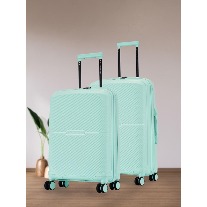 Nasher Miles Hawaii Polypropylene TSA Lock Set of 2 S\u002FM Pastel Green Trolley Bags 55-65 cm