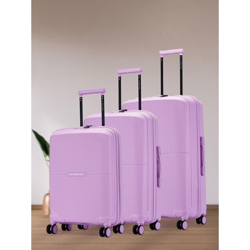 Nasher Miles Hawaii Polypropylene TSA Lock Set of 3 S\u002FM\u002FL Purple Trolley Bags (55-65-75cm)