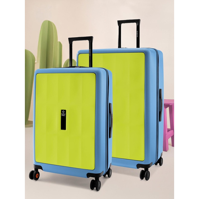 Nasher Miles Zanzibar Polycarbonate Set of 2 M\u002FL Green Blue Trolley Bags (65-75 cm)