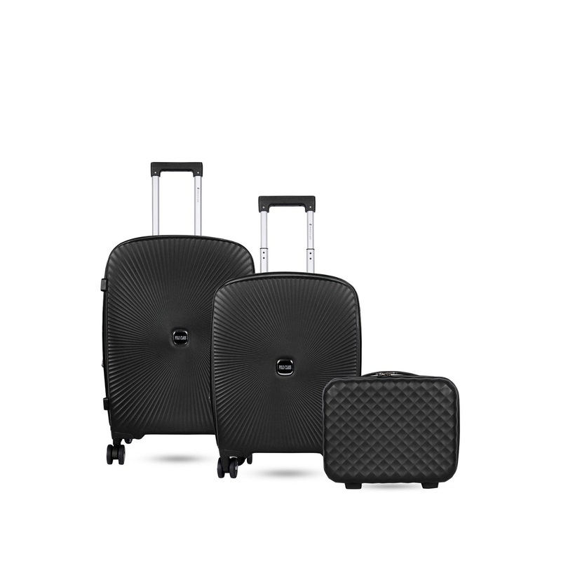 Polo Class Set Of 2 Black Textured Hard-Sided Trolley Suitcases