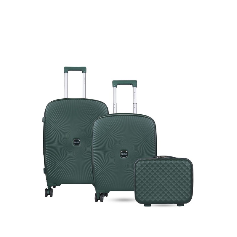 Polo Class Set Of 2 Green Textured Hard-Sided Trolley Suitcases