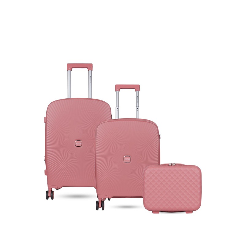 Polo Class Set Of 2 Textured Hard-Sided Trolley Suitcases With vanity