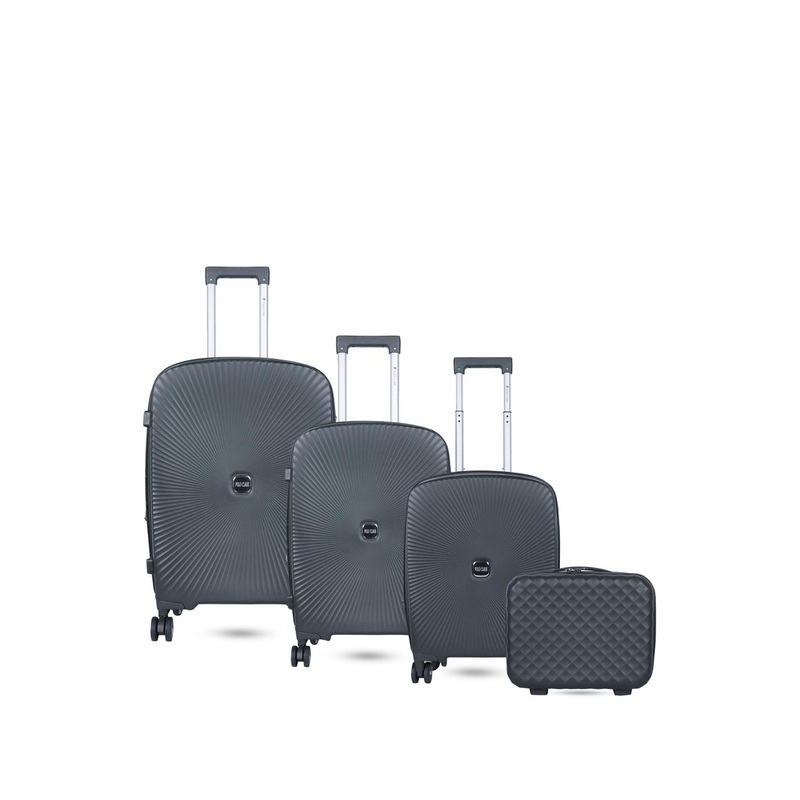 Polo Class Set Of 3 Grey Textured Hard-Sided Trolley Suitcases