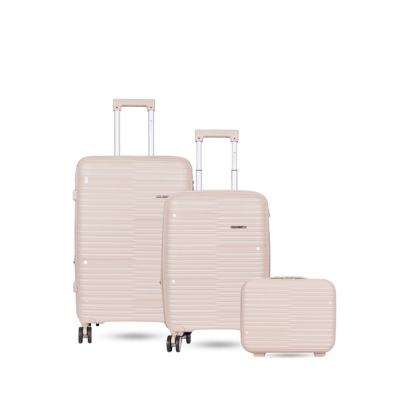 Polo Class Unisex Set Of 3 Textured Trolley Bag Set & Vanity Bag