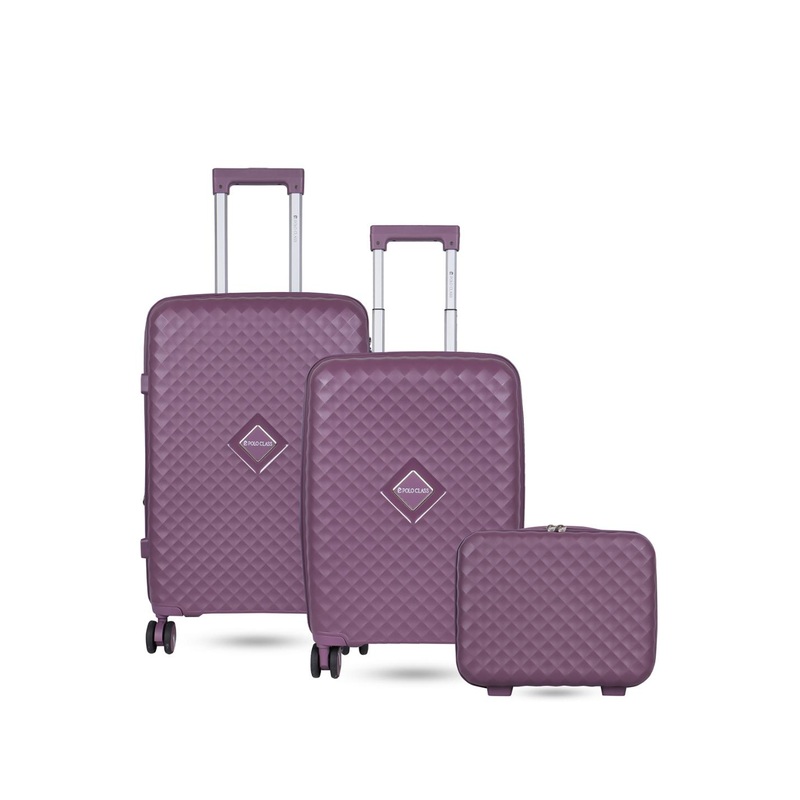 Polo Class Unisex Textured Set Of 3 Trolley Bag Set & Vanity Bag