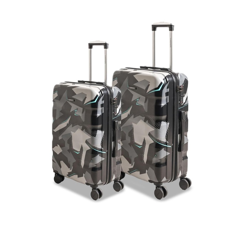CARRIMATE Set Of 2 Baku Camo Printed 360 Wheels Hard-Sided Trolley Bags