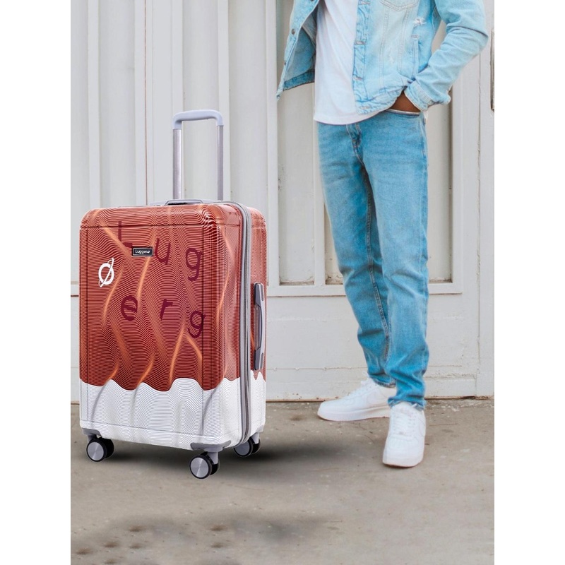 Luggero Set Of 2 Printed Rainproof Security Zippered Suitcase Bag