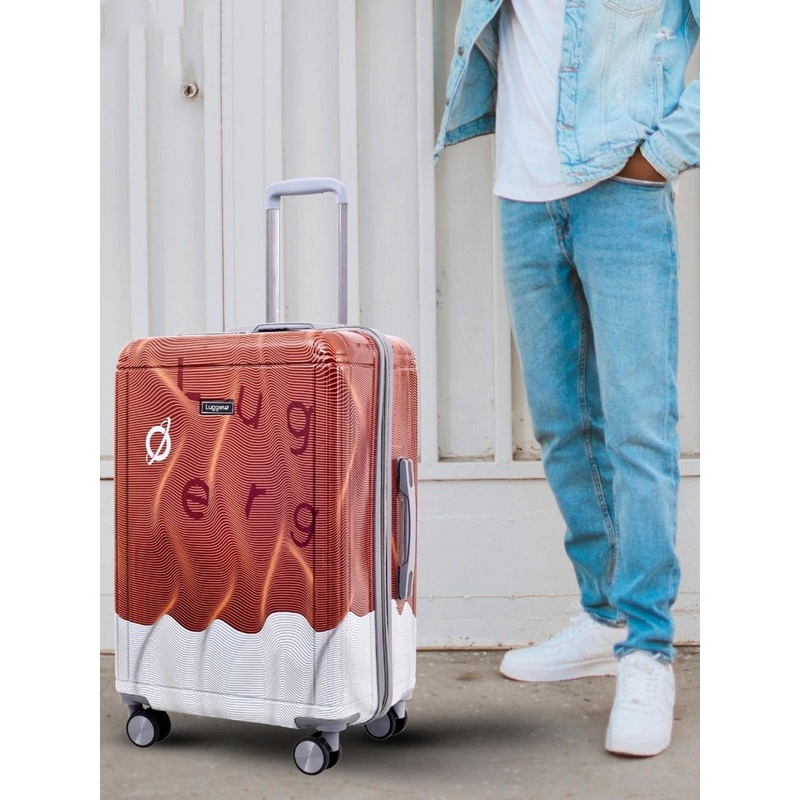 Luggero Set Of 3 Brown Printed  360-Degree Wheeling Suitcase Bag